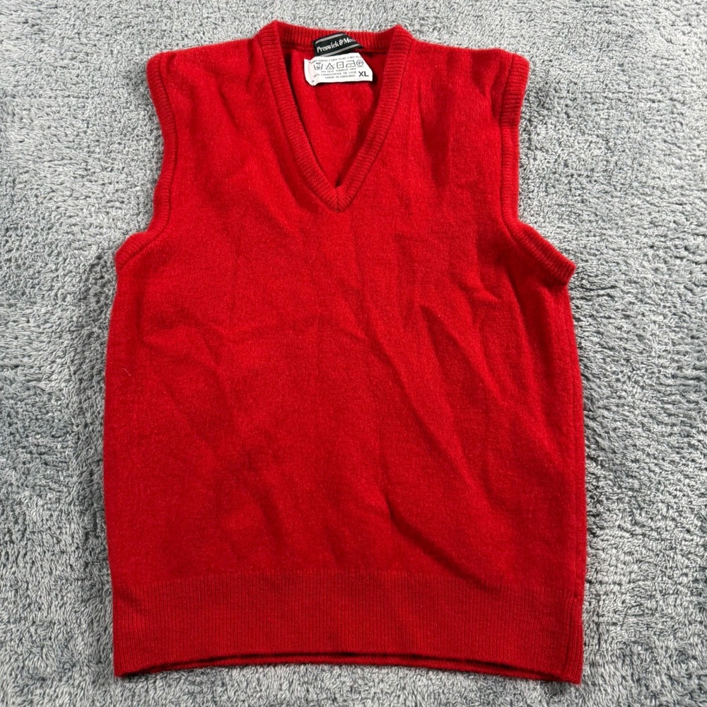 VTG 90s Preswick & Moore Made in England 100% Lambswool Sweater Vest Boys XL‎